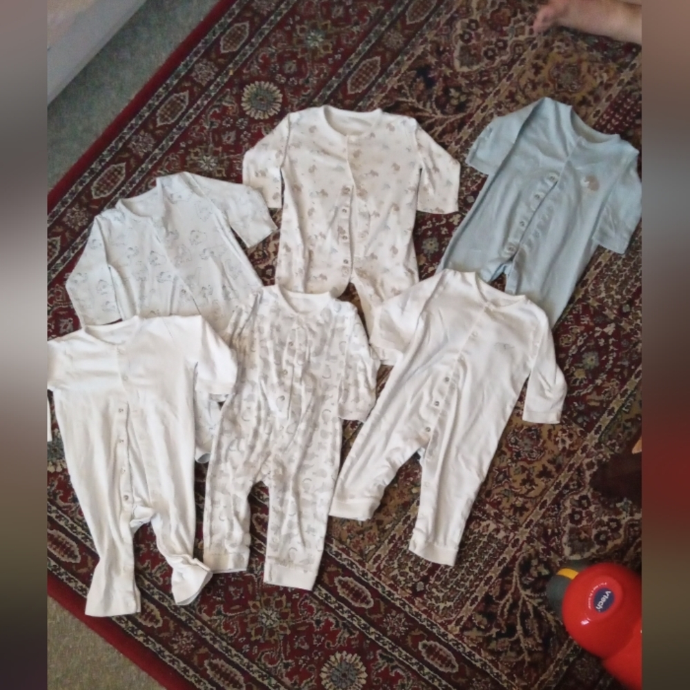 Baby Onesies Set in White and Light Blue